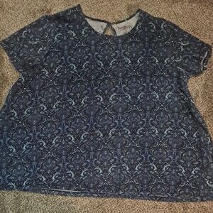 Roaman's Womens Blue Paisley Swing Top 1X 22/24